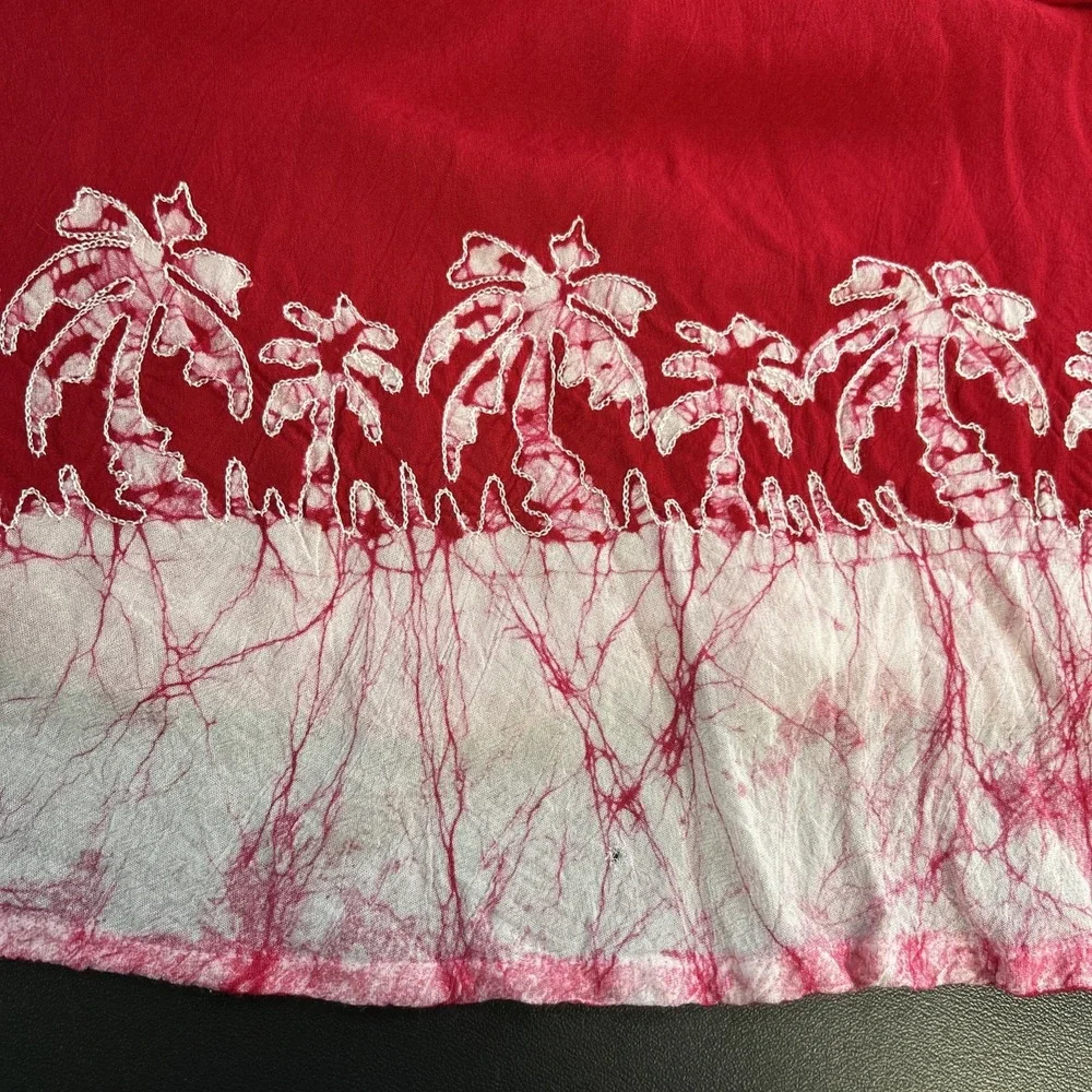 Women's Free Size Red White Dress Embroidered Sheer Tie Dye Boho‎ Fairy Beachy